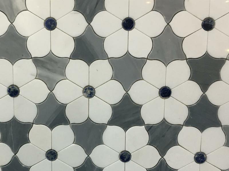 Thassos White And Bardiglio Carrara Waterjet Marble Mosaic Tile (3)