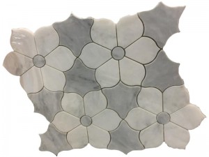 Thassos White And Bardiglio Carrara Waterjet Marble Mosaic Tile (5)
