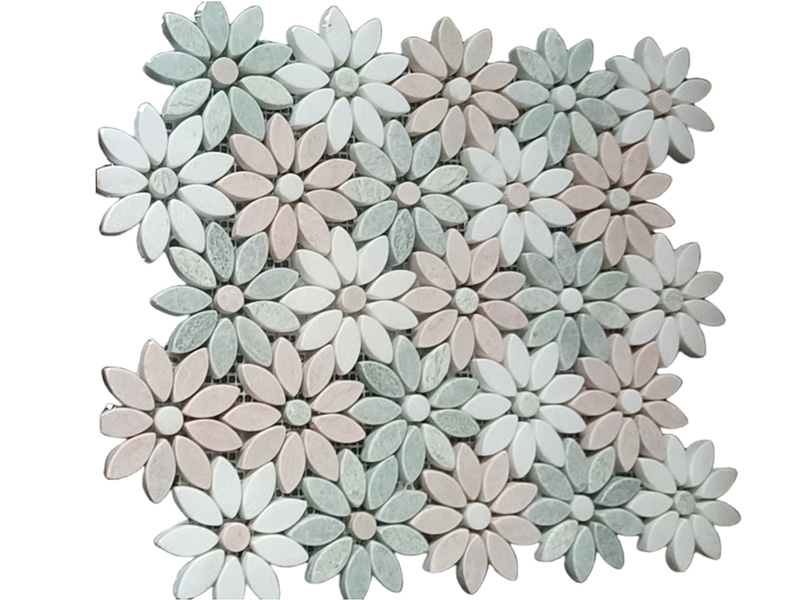 Triple-Colors-Mixed-Sunflower-Waterjet-Stone-Flower-(5)