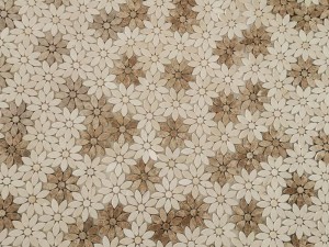 Waterjet Crema Marfil And Light Emperador Marble Flower Mosaic Tile (2)