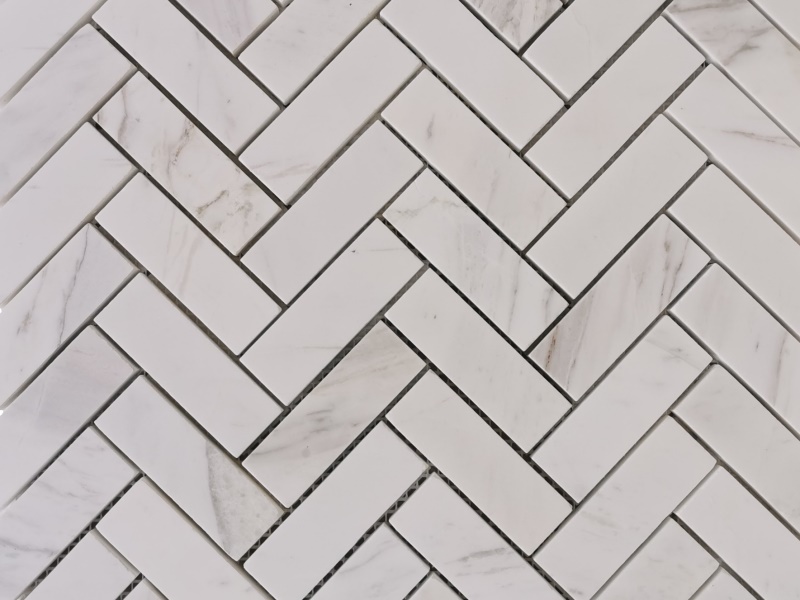 Wholesale Herringbone Marble Tiles Kitchen White Stone Mosaics (2)