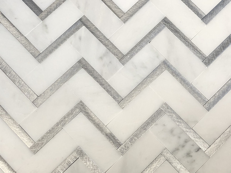 Wholesale Metal Inlay Marble Herringbone Mosaic Tile For Wall (1)