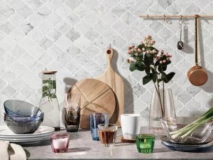 white marble mosaic lantern mosaic tile backsplash for kitchen wall decoration